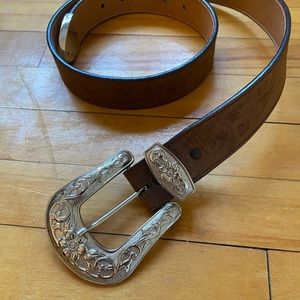 Western brown leather belt